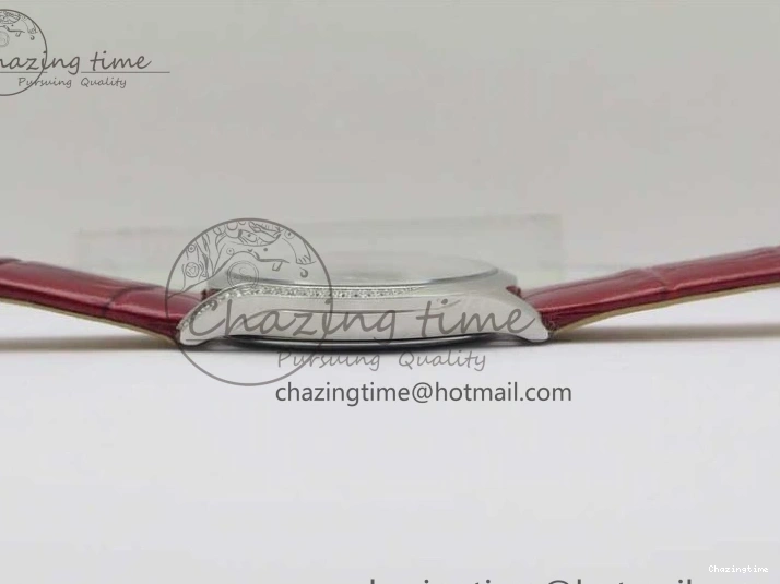 0402 Ladies’ De Ville Trésor Diamond SS 3AF 1:1 Best Edition White Dial On Red Leather Strap Swiss Quartz Snug 7885